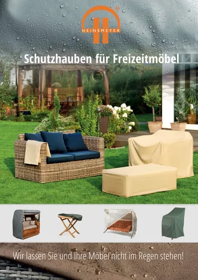 Titelseite des Katalogs „Schutzhauben für Freizeitmöbel“